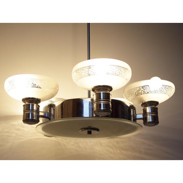 Chrome Chandelier from Napako, Former Czechoslovakia, 1940s For Sale - Image 10 of 16
