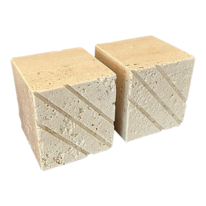 Vintage Travertine Cube Bookends by Fratelli Mannelli - a Pair