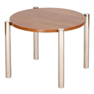 Vintage Chrome Plating, Wood, and Walnut Coffee Table For Sale