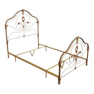 Victorian Style Ornate Wrought Iron Full Size Bed For Sale
