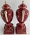 Rococo Vintage Pair of Noritake Porcelain Urns Hand Painted Red With Gold For Sale - Image 3 of 8
