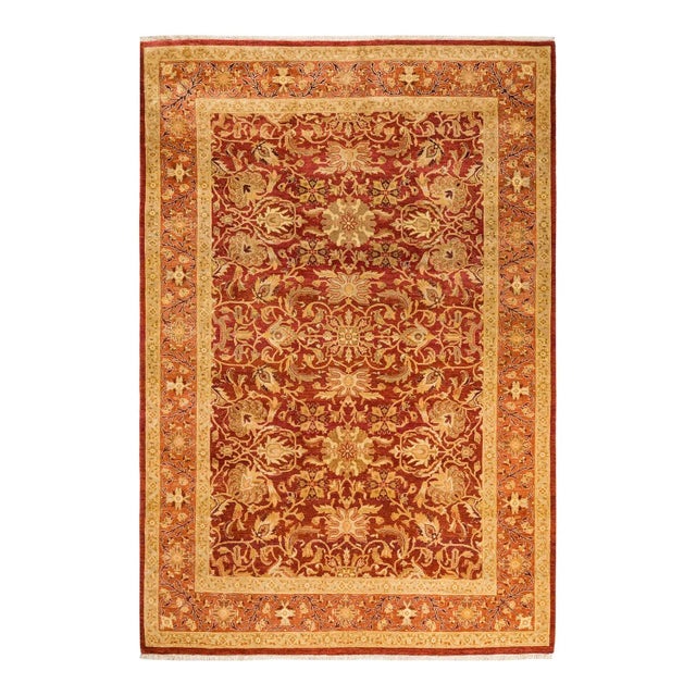 Vintage Traditional Hand Knotted Wool Area Rug, Orange - 6'4" X 9'3" For Sale - Image 9 of 9