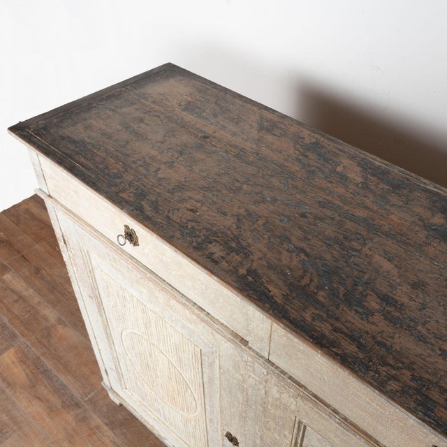 Early 19th Century Early 19th Century Original Painted Swedish Tall Pine Sideboard For Sale - Image 5 of 15