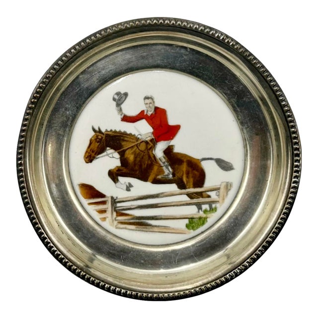 Vintage Frankfort Distillers Christmas 1949 Equestrian Horse Coaster Dish For Sale