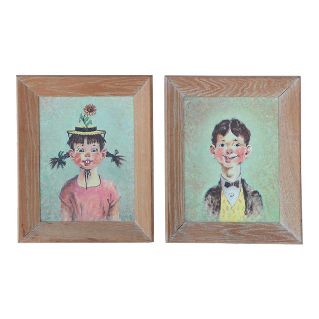 Oswald & Penelope Original Portrait Paintings After Florence Kroger For Sale