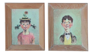 Oswald & Penelope Original Portrait Paintings After Florence Kroger