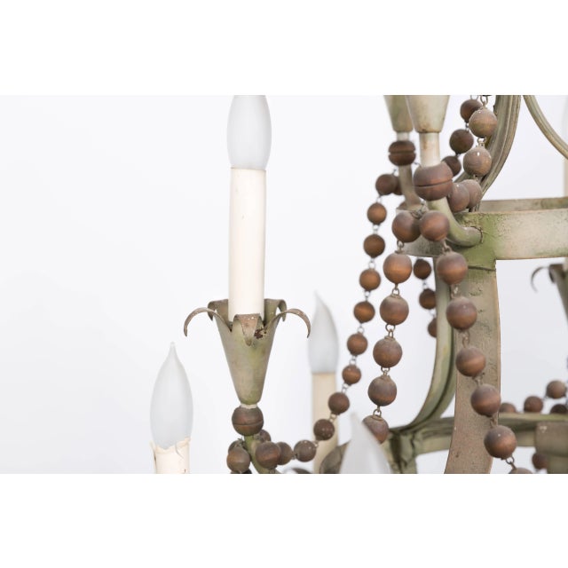 Wood 1960s Wood Beaded Chandelier For Sale - Image 7 of 8