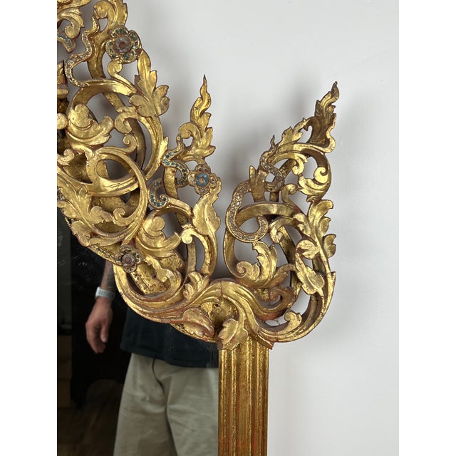 Wood Antique Giltwood Burmese Shrine Mirror, Circa 19th Century For Sale - Image 7 of 12