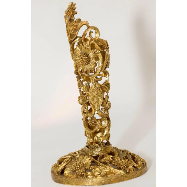 Mid 20th Century Vintage Matson Ormolu Gold Tone Metal Filigree Bud Vase Holder 1940's For Sale - Image 5 of 13