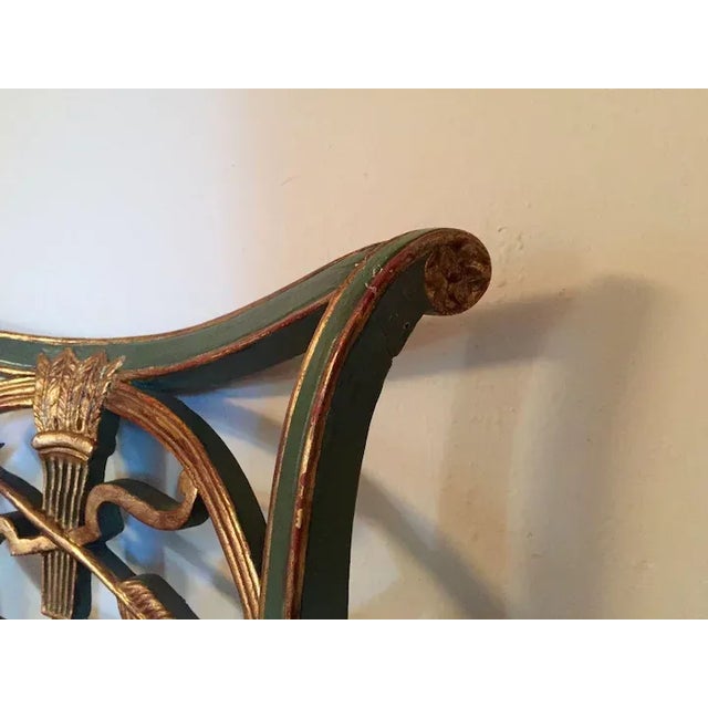 18th Century Italian Directoire Green Paint & Gilt Decorated Sabre Leg Side Chair For Sale - Image 9 of 11