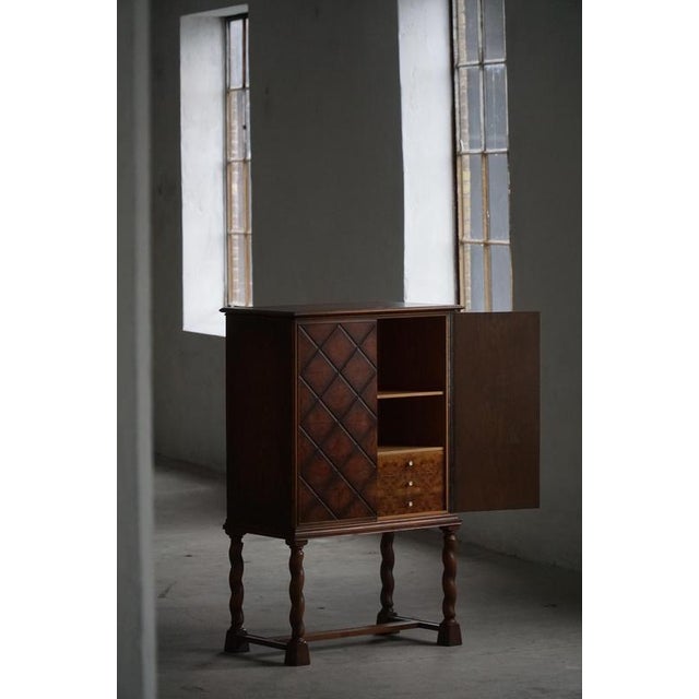 Swedish Grace Art Deco Geometric Cabinet in Oak from Thysells Möbler, 1940s For Sale - Image 10 of 17