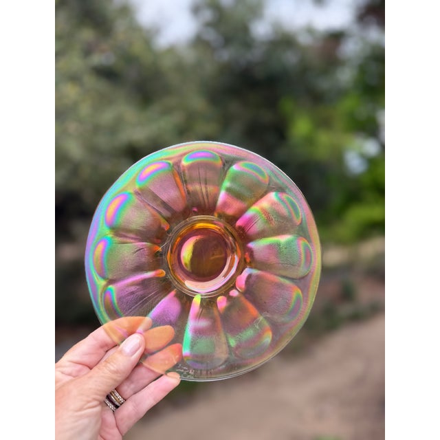 Vintage Imperial Glass | Wide Panel Marigold Carnival Plates | Set of 6 | 7.5" D For Sale - Image 11 of 16