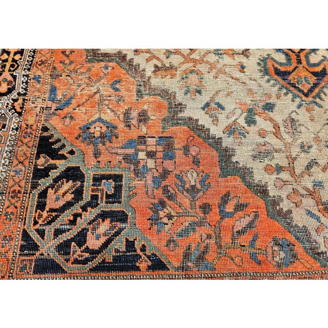Antique Persian Farahan Sarouk Rug, Hand-Knotted Wool, Floral Pattern, Ivory & Brick Red, 5x7 For Sale - Image 16 of 17