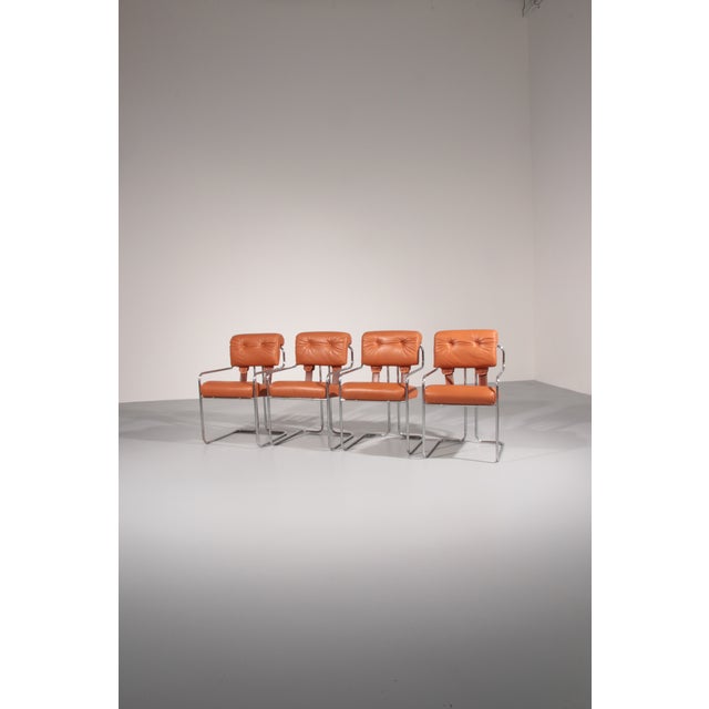 Italian Tucroma Chairs by Guido Faleschini for i4 Mariani, 1970s, Set of 4 For Sale - Image 4 of 14