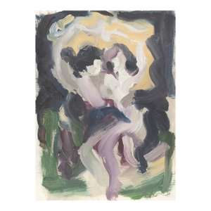 Into the Storm Oil on Paper, Romantic Work 9 X 12 Inches