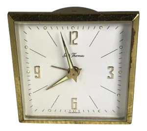 Mid 20th Century Mid Century Modern Brass Seth Thomas Travel Clock Alarm, German