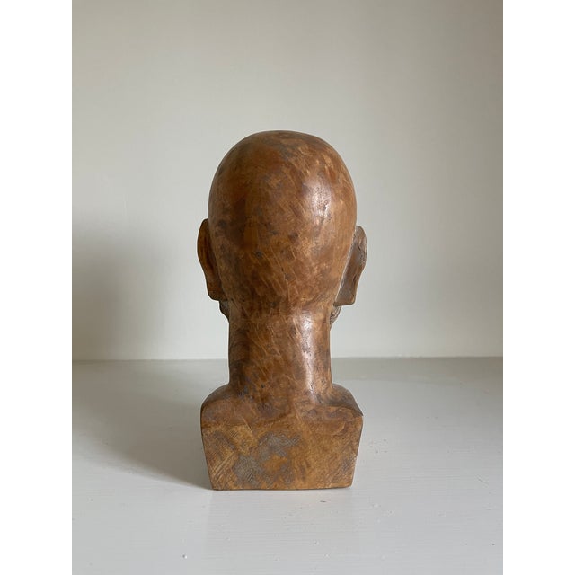 Wood Male Head Wood Carving Bust For Sale - Image 7 of 9