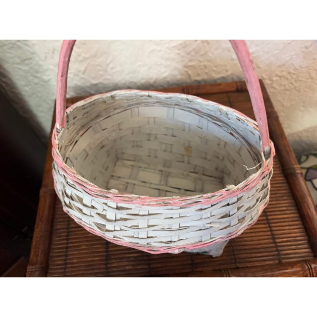 1980s Folk Art Hand-Painted Rabbit Basket For Sale - Image 6 of 7
