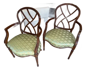 Pair of Mahogany Hepplewhite Style Arm Chairs