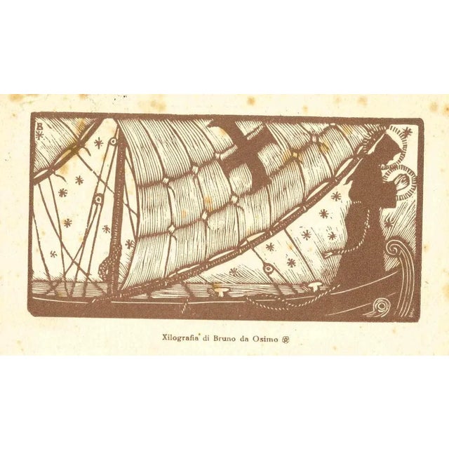 The Saint is an Original Woodcut Print on paper realized by Bruno da Osimo in the Early 20th Century Good Conditions. The...