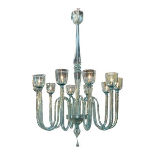 Modern Large Scale Murano Glass 10 Arm Chandelier For Sale