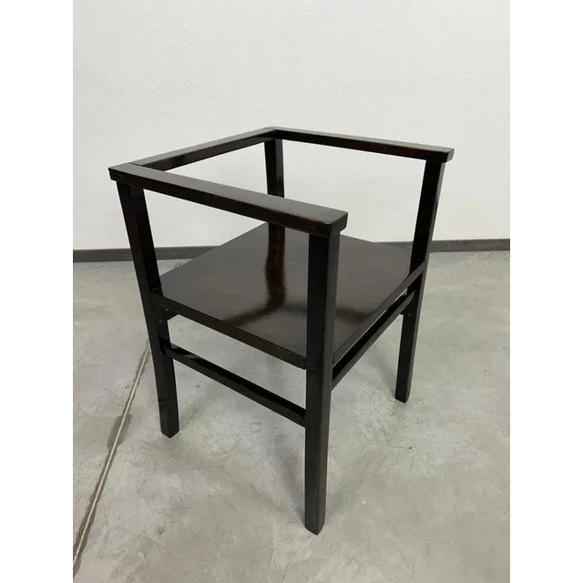 Cubist art deco desk chair in very nice original condition. Dark brown - black french polish.
