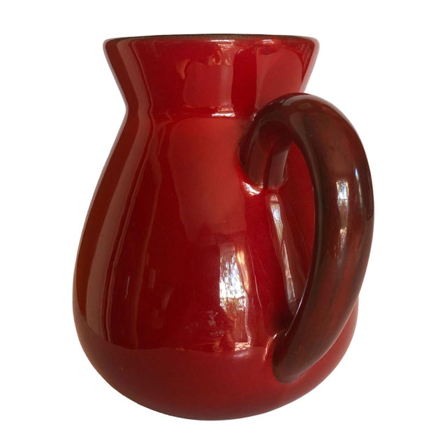 Vintage French Ceramic Pitcher in Rich Crimson Red Glaze For Sale - Image 9 of 9