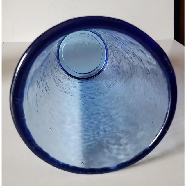 1990s Mid-Century Modern Fire & Light Hand-Blown Tumbler Glasses in Cobalt & Twilight For Sale - Image 4 of 9