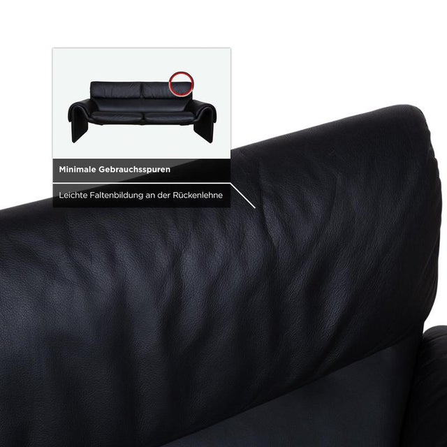 Animal Skin DS-2011 Leather Two-Seater Black Sofa from de Sede For Sale - Image 7 of 12
