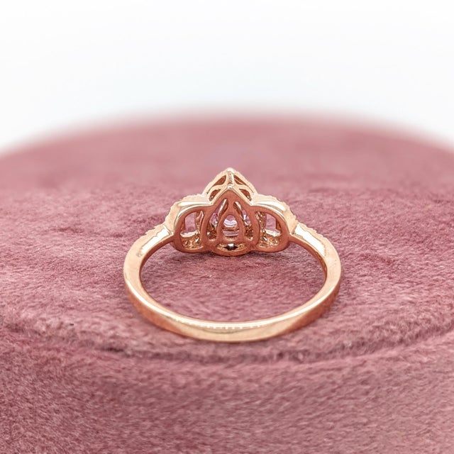 Pink Imperial Topaz Ring W Earth Mined Diamonds in Solid 14k Rose Gold Size 6.75 For Sale - Image 9 of 10