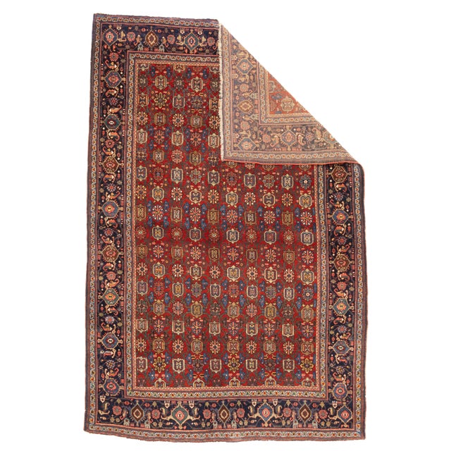 Antique Persian Halvai Bidjar Rug 4’10" x 7’3". The town and surrounding Kurdish carpets of the eponym city, often in room...