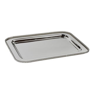 Beaded Metal Serving Tray For Sale