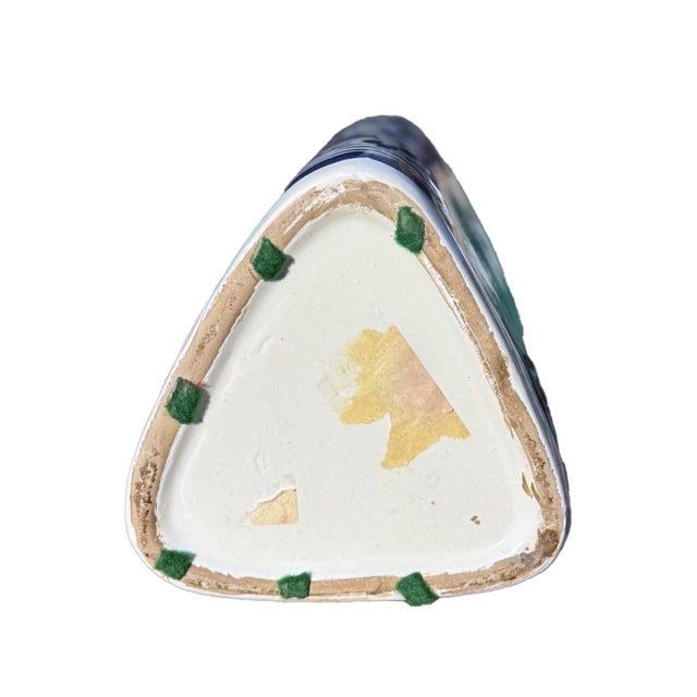 Italian Maiolica Apothecary Jar, Triangular Form, Cobalt Blue & White Pharmacy Vessel For Sale - Image 4 of 6
