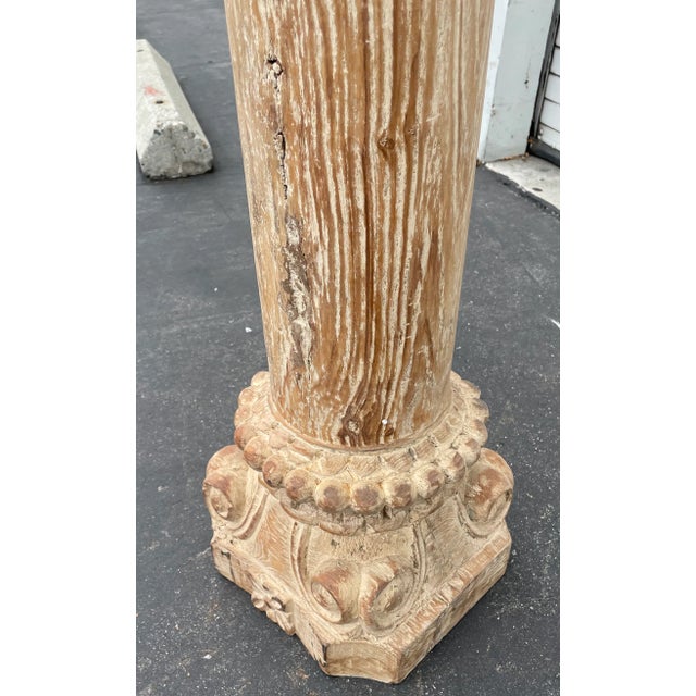 Asian Antique Set of 9 Vintage Carved Teak Columns For Sale - Image 3 of 10
