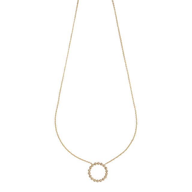 Metal Rocks With Soul Large Yellow Gold Bezel Set Diamond Circle For Sale - Image 7 of 7