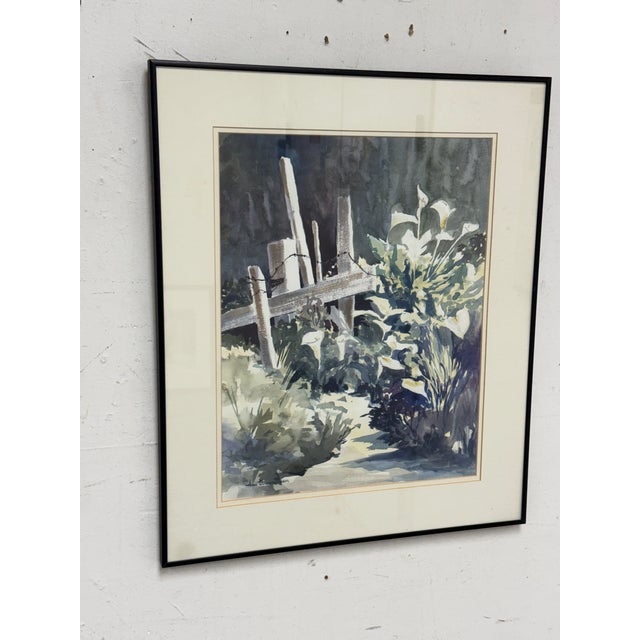 Ann Cunningham Calla Lillies Framed Watercolor, Circa 1997 For Sale - Image 4 of 11