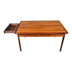 Mid 20th Century Grained Brazilian Rosewood Dining Table With Stored Leaves