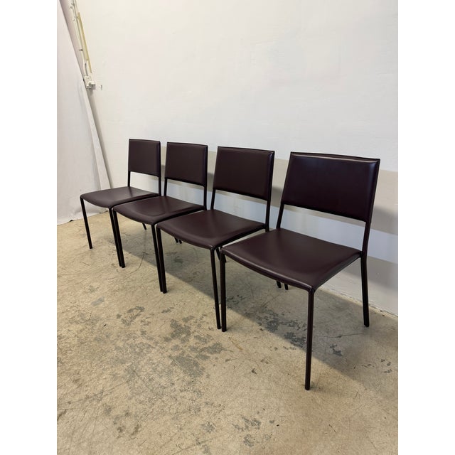 Cassina Leather Wrapped Dining Chairs by Frag, Italy 2000s - Set of Four For Sale - Image 4 of 18