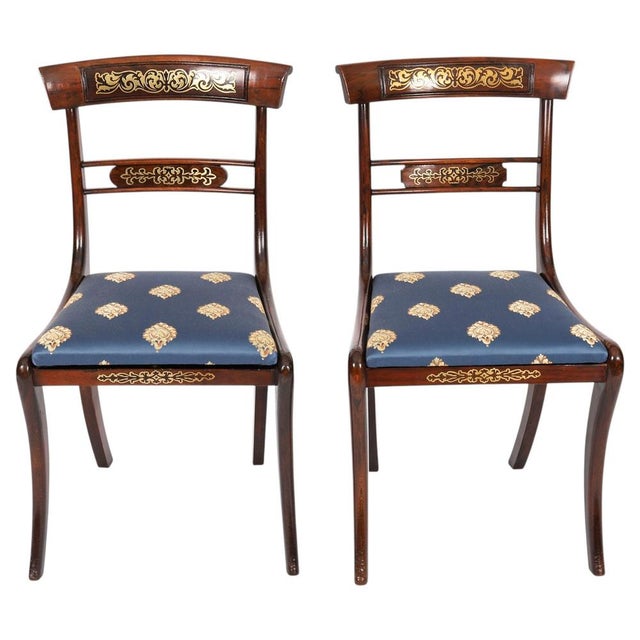 Antique 19th Century Regency Brass Bar Back Chairs, 1820s, Set of 2 For Sale - Image 17 of 17