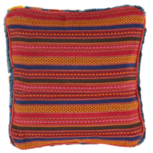 This Gabbeh pillow is made of high-quality LAMBS WOOL The piece was crafted with good workmanship. Gabbeh rugs are made by...