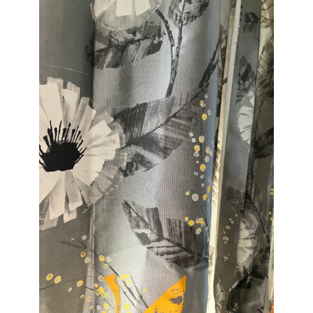 Silk Curtains in Silver Gray and Yellow- Set of 2 Panels For Sale In New York - Image 6 of 12