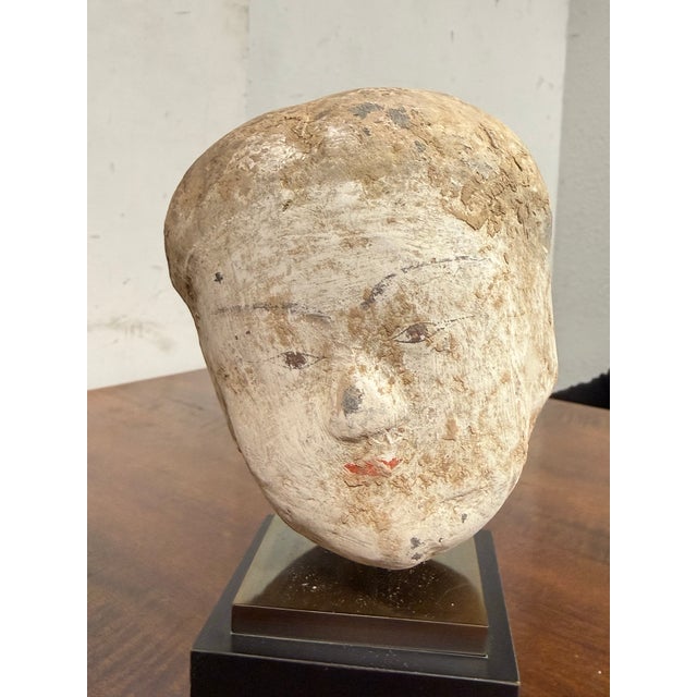 Sculpture Materials Vintage Asian Heads + Bases, Set of Three For Sale - Image 7 of 12