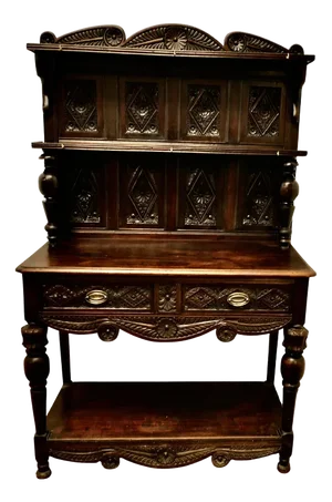 Antique Carved Dresser with Geometric Carvings