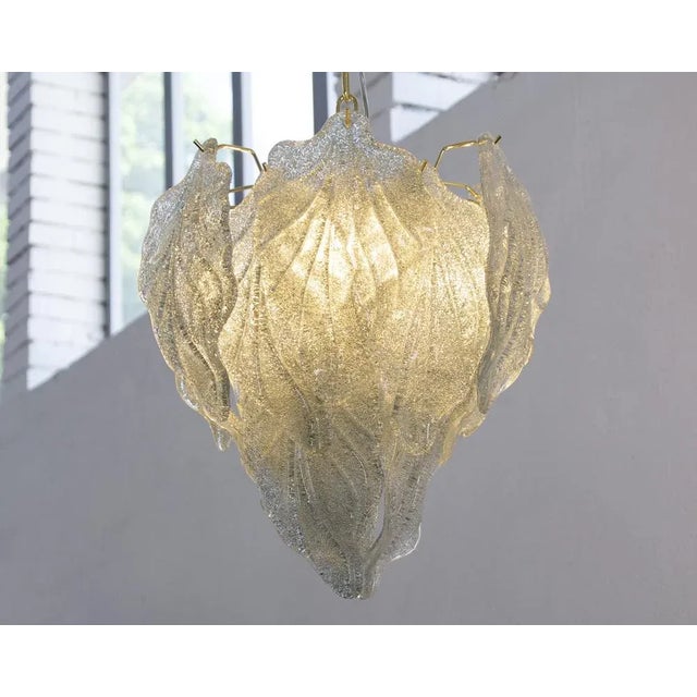 1990s Suspension Chandelier with Murano Glass Leaves, Italy, 1990s For Sale - Image 5 of 12