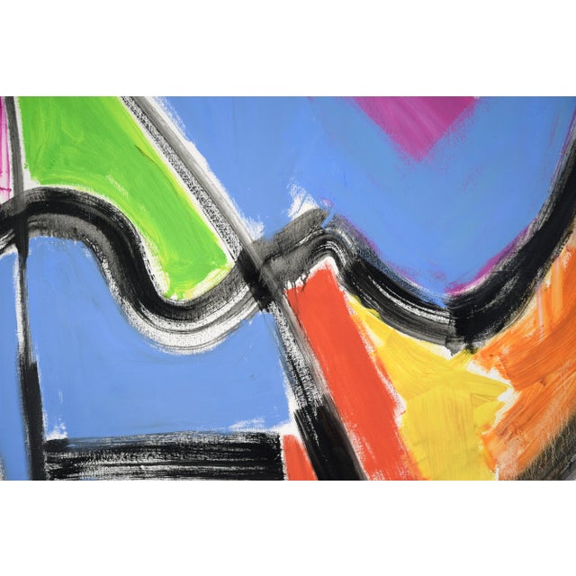 Late 20th Century Bold Gestural Abstract Composition With Vibrant Greens and Reds by Ellis Hopkins For Sale - Image 5 of 8