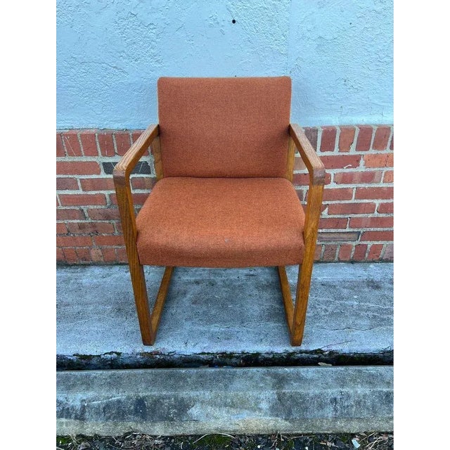 Mid Century Armchair.. Solid wood frame , comfortable, sturdy Approximate measurements: Height 32”. Width 21.1/2” depth...