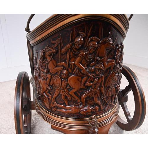 Mahogany Carved Chariot Bar Cart, 1920 For Sale - Image 9 of 13