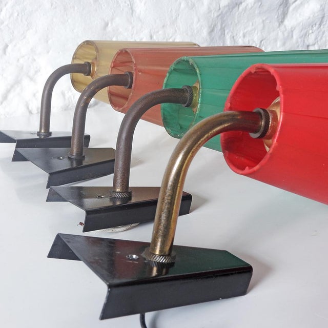 Metal Mid-Century Modern Wall Lights, France, 1950s, Set of 4 For Sale - Image 7 of 18