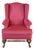 Vintage Queen Anne Style Mahogany Wingback Club Library Accent Arm Chair Red For Sale