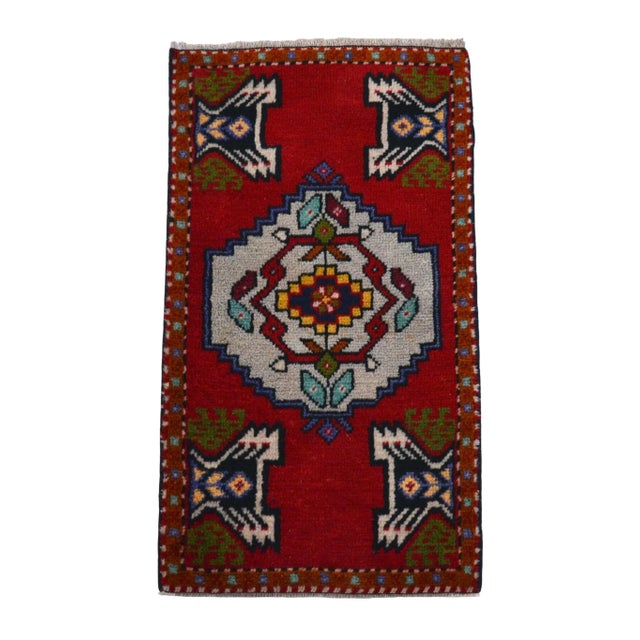 1970 Hand Knotted Mat Small Turkish Rug Entry Decor Door Mat- 1′9″ × 3′ For Sale - Image 6 of 12